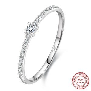 Dainty Square CZ Sterling Silver Ring